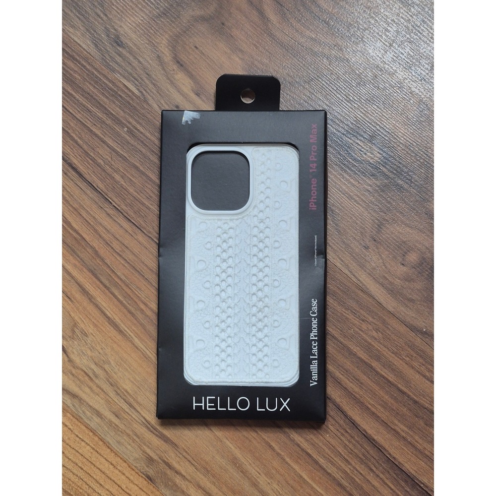 Hello Lux iPhone 14 Pro Max Case White Vanilla Lace Textured Cover s14